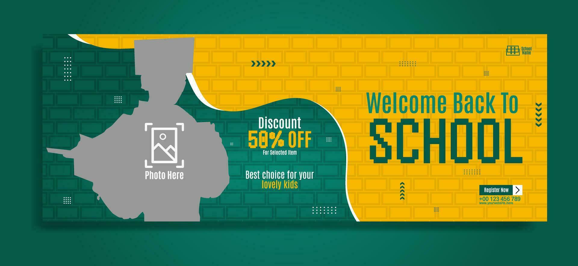 Back to school business horizontal banner template design vector