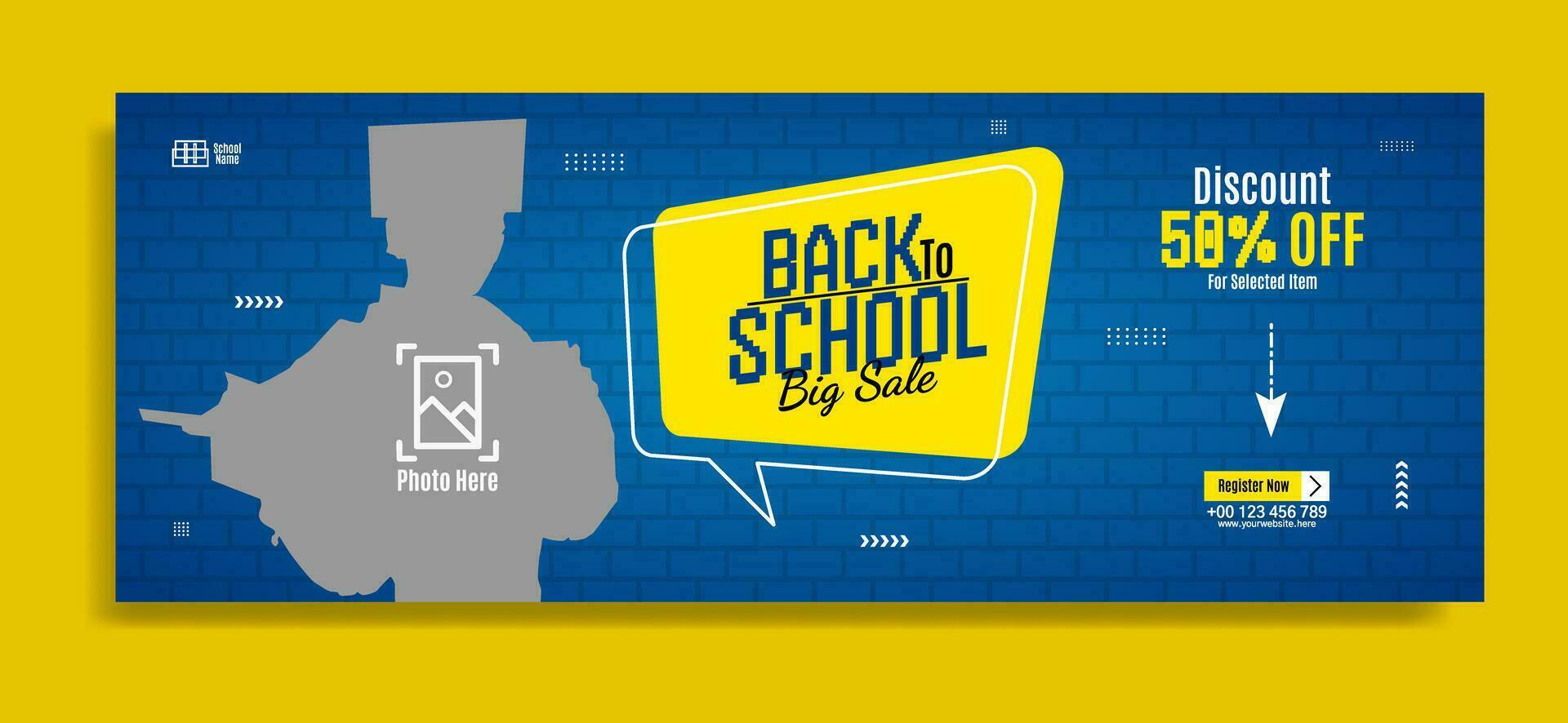 Back to school business horizontal banner template design vector