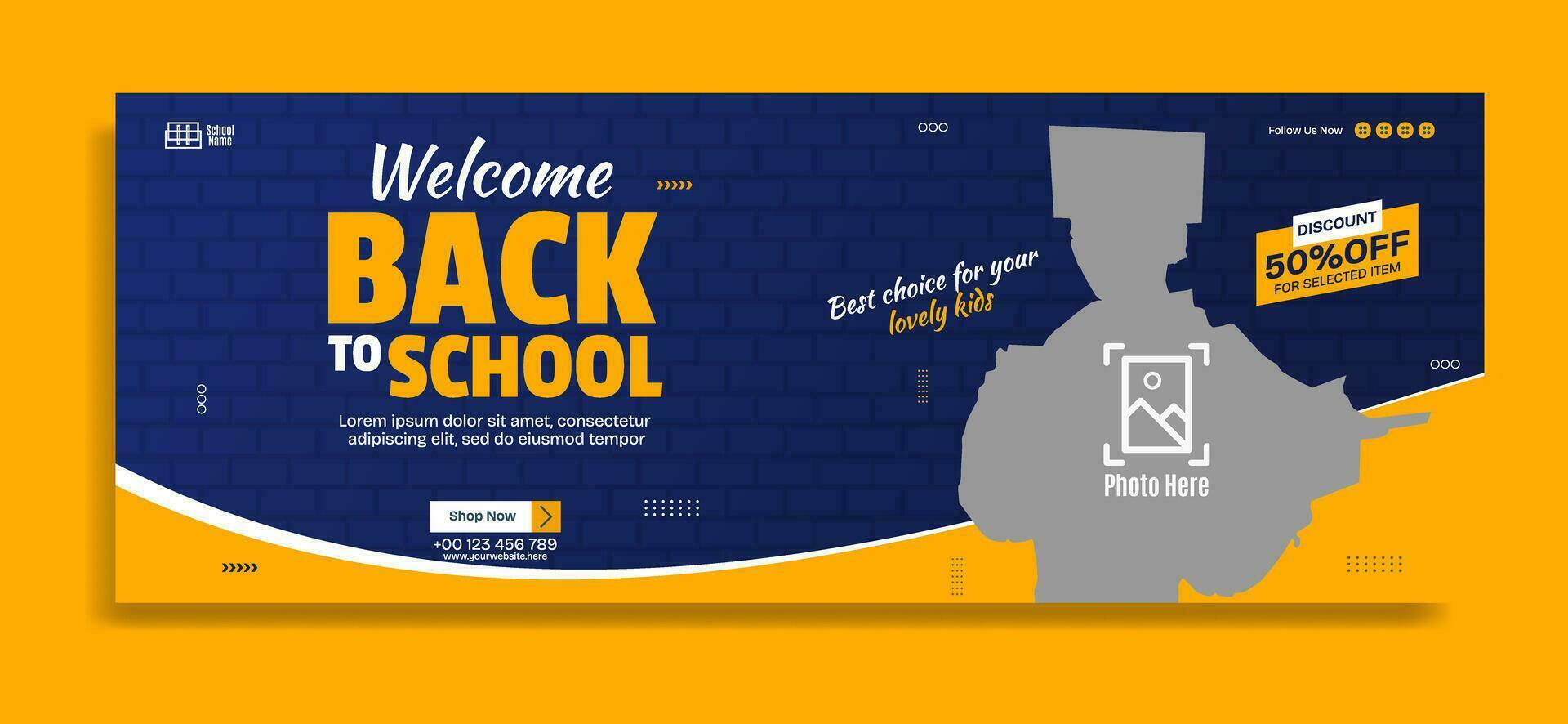 Back to school business horizontal banner template design vector