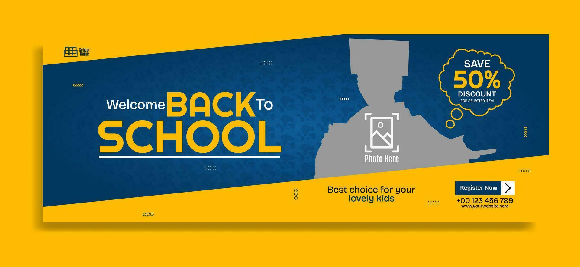 Back to school business horizontal banner template design vector