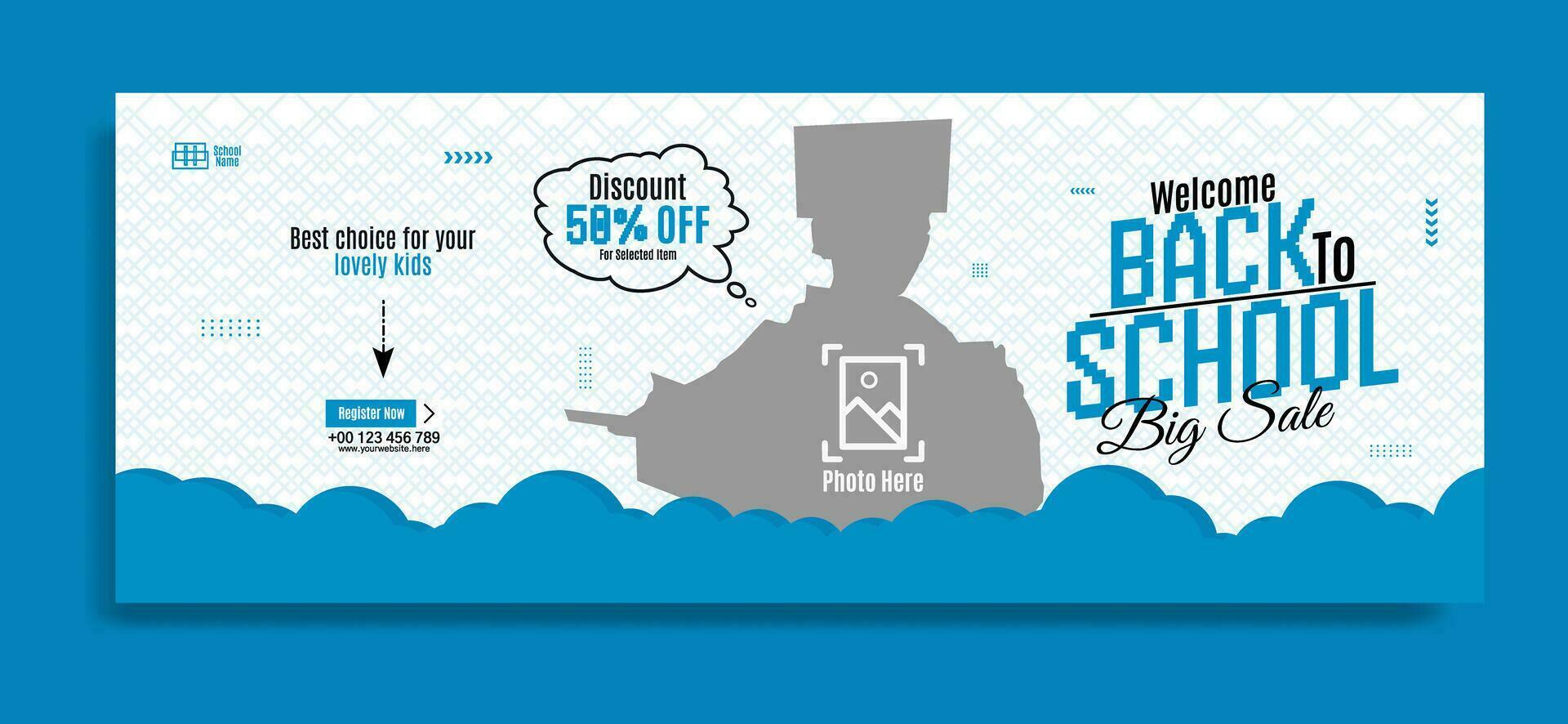Back to school business horizontal banner template design vector