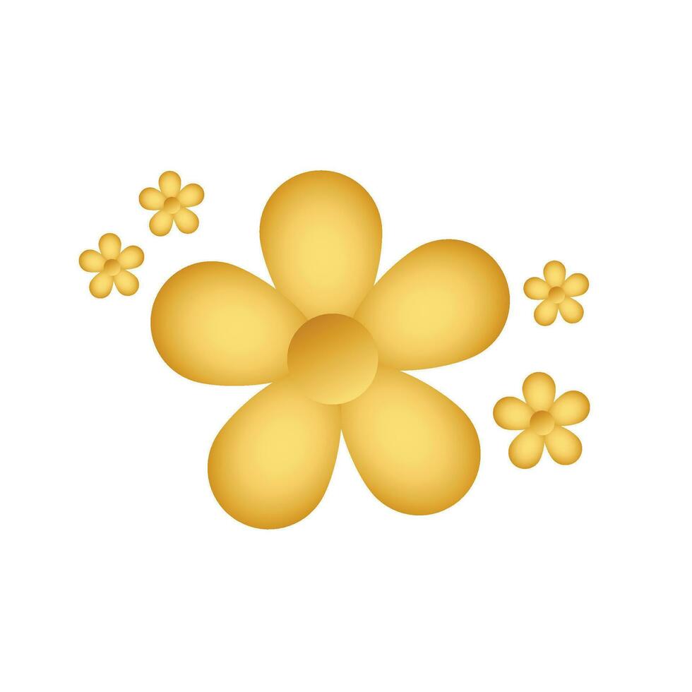 Vector gold cherry blossom flower illustration icon