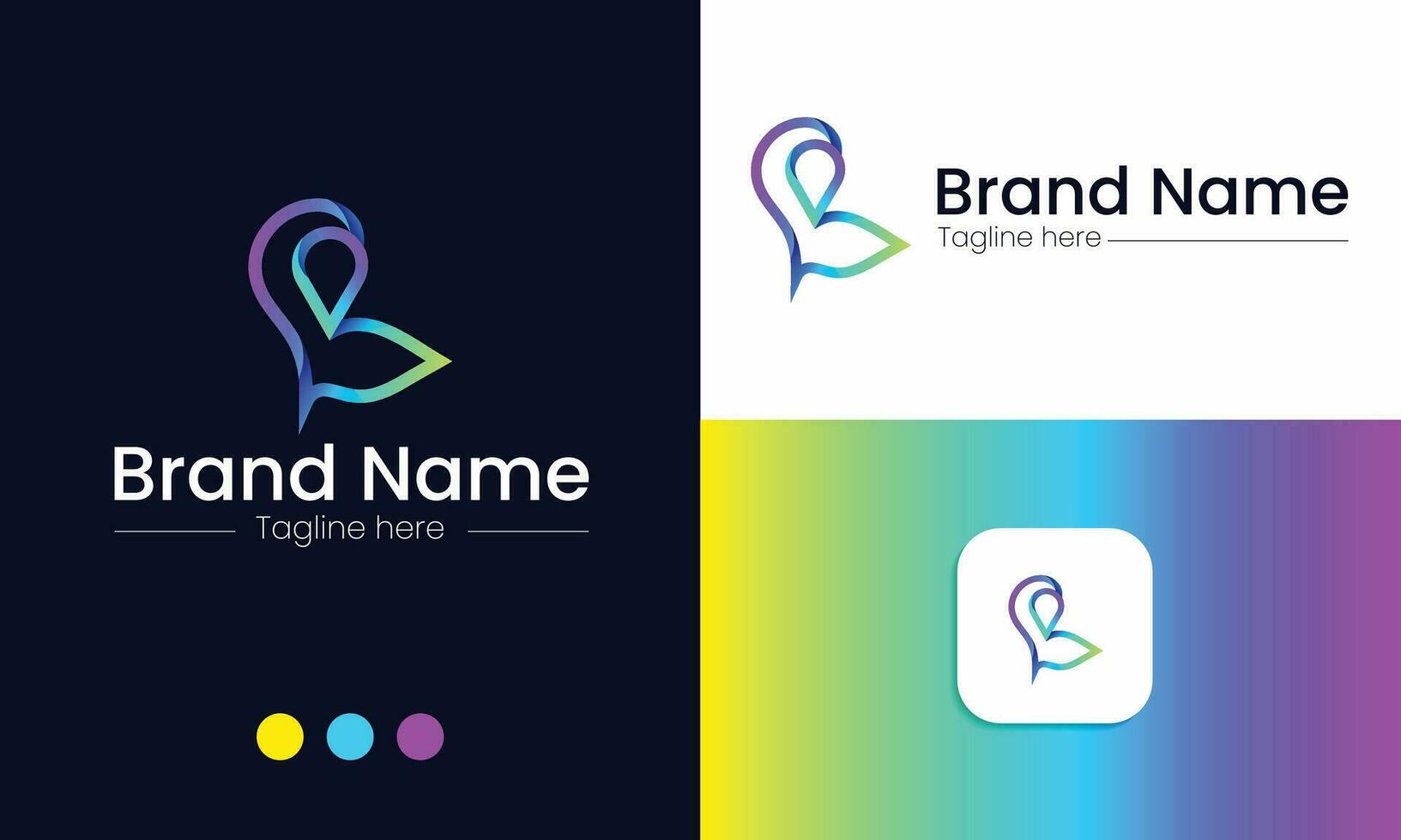 Modern B Location Logo Design vector