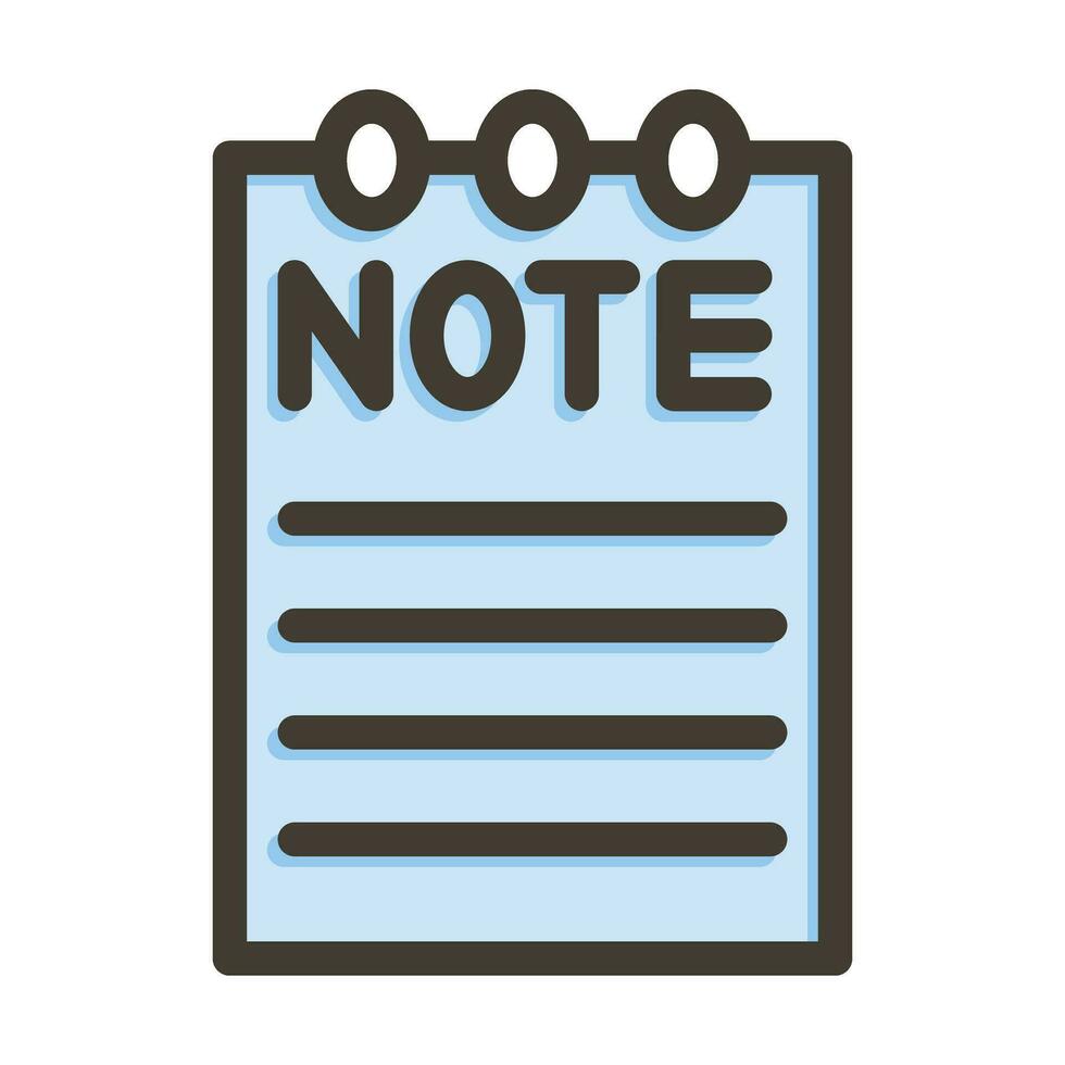 Paper Note Vector Thick Line Filled Colors Icon For Personal And Commercial Use.