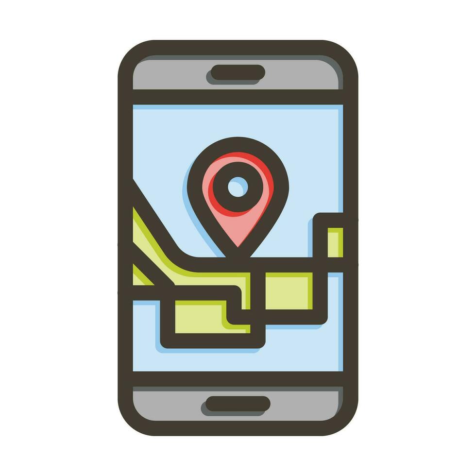 móvil GPS vector grueso línea lleno colores icono para personal y comercial usar.