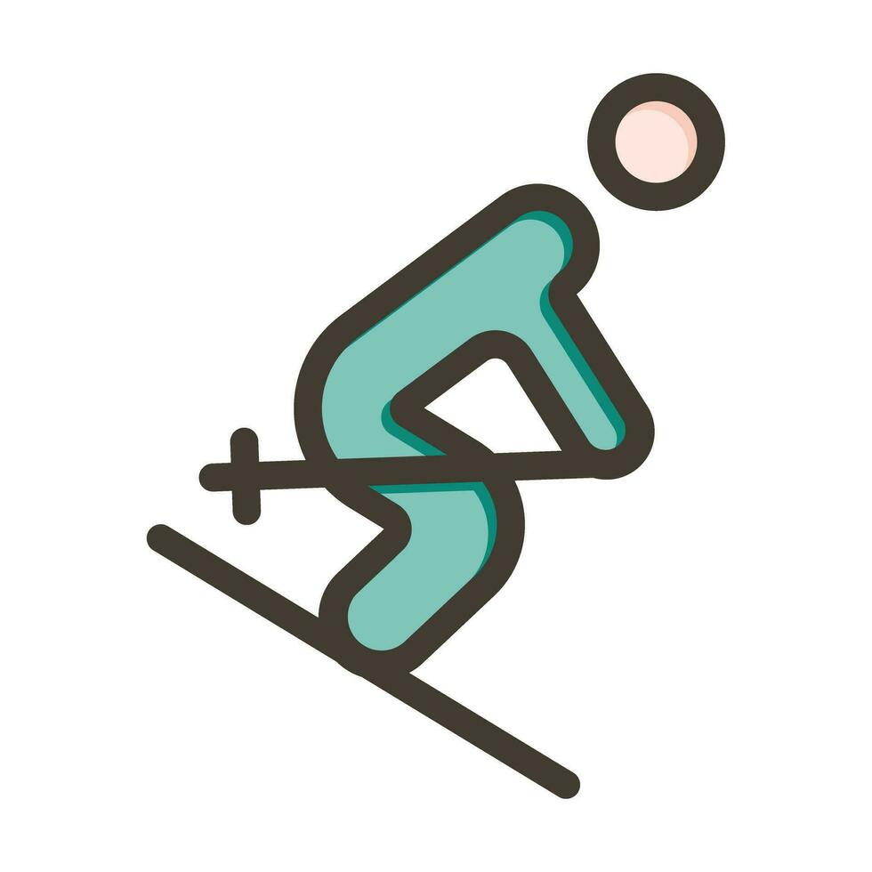 Skiing Vector Thick Line Filled Colors Icon For Personal And Commercial Use.