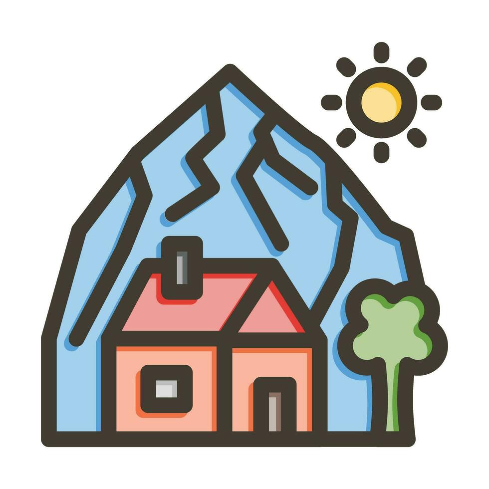 Mountain House Vector Thick Line Filled Colors Icon For Personal And Commercial Use.