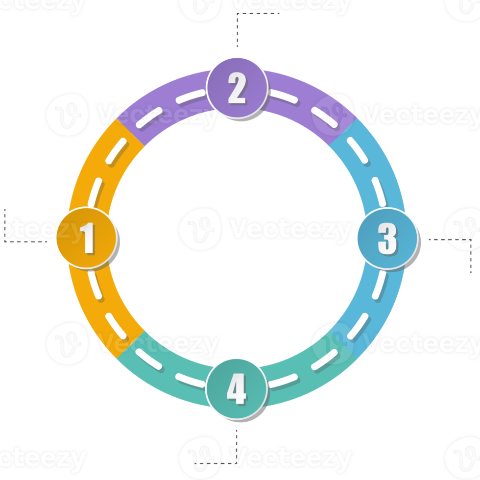 Road way infographic circle of 4 steps and business icons for finance process steps. png