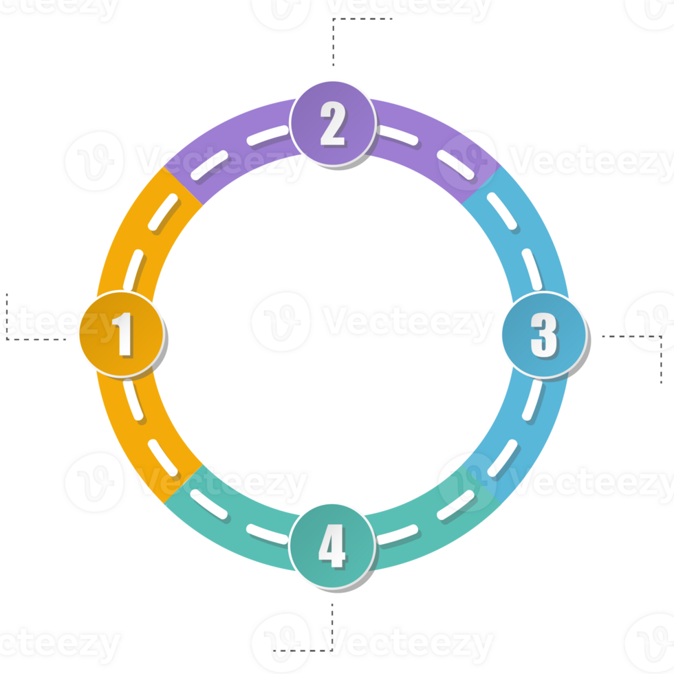 route façon infographie cercle de 4 pas et affaires Icônes pour la finance processus pas. png