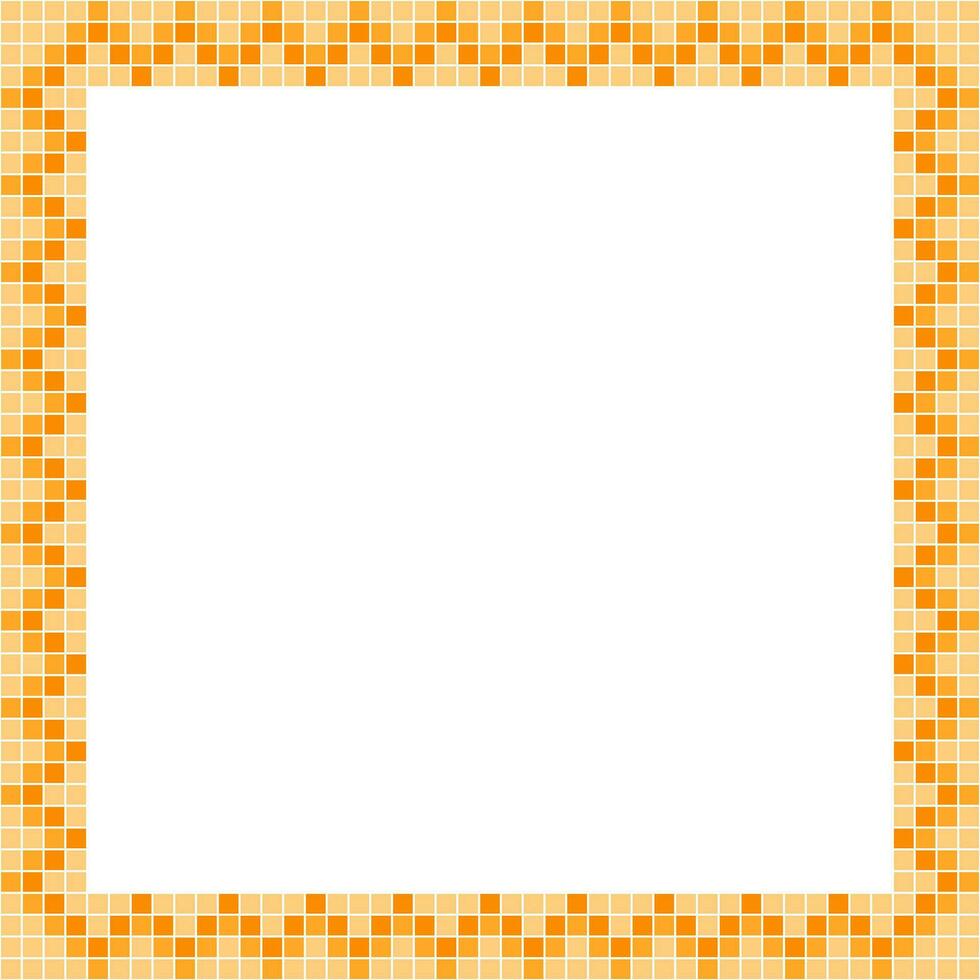 Orange tile frame, Mosaic tile frame or background, Tile background, Seamless pattern, Mosaic seamless pattern, Mosaic tiles texture or background. Bathroom wall tiles, swimming pool tiles. vector