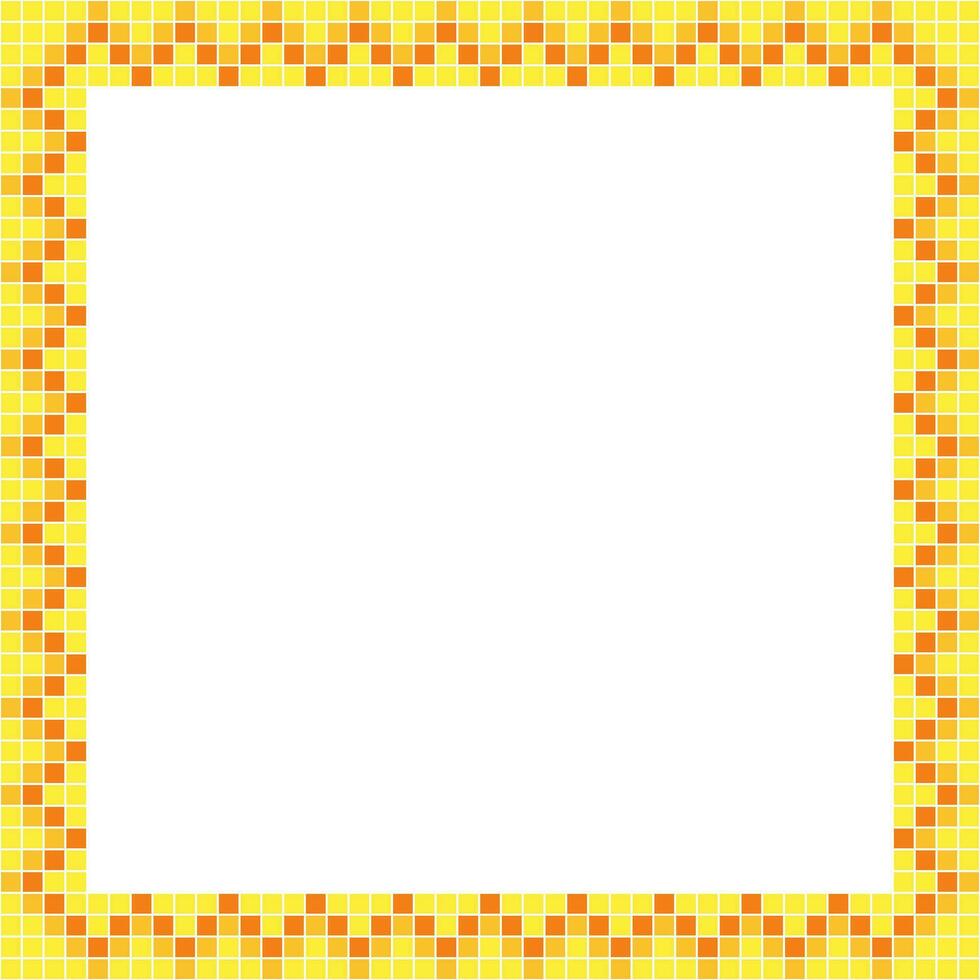 Yellow tile frame, Mosaic tile frame or background, Tile background, Seamless pattern, Mosaic seamless pattern, Mosaic tiles texture or background. Bathroom wall tiles, swimming pool tiles. vector