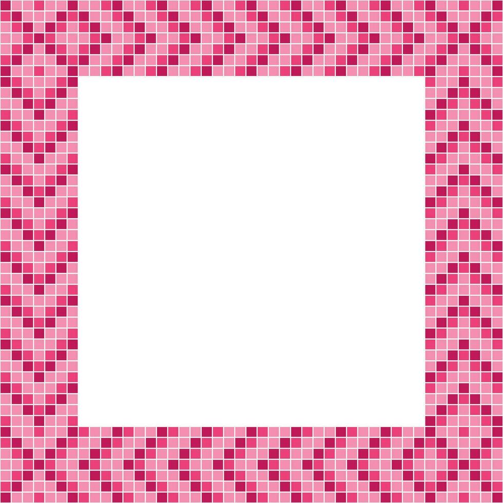 Pink tile frame, Mosaic tile frame or background, Tile background, Seamless pattern, Mosaic seamless pattern, Mosaic tiles texture or background. Bathroom wall tiles, swimming pool tiles. vector