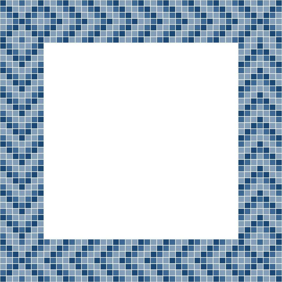 Navy blue tile frame, Mosaic tile frame or background, Tile background, Seamless pattern, Mosaic seamless pattern, Mosaic tiles texture or background. Bathroom wall tiles, swimming pool tiles. vector
