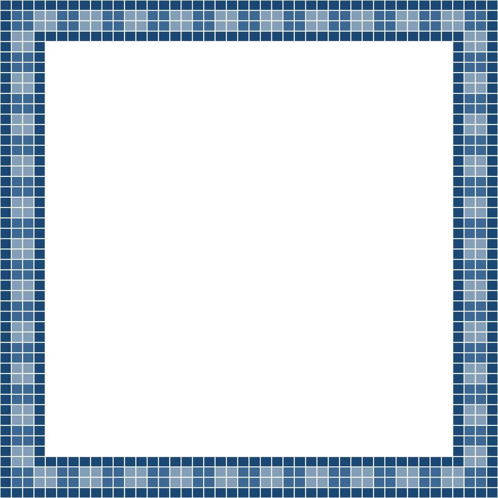 Navy blue tile frame, Mosaic tile frame or background, Tile background, Seamless pattern, Mosaic seamless pattern, Mosaic tiles texture or background. Bathroom wall tiles, swimming pool tiles. vector