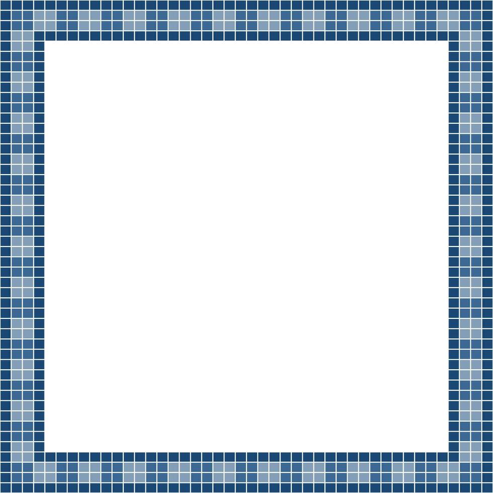 Navy blue tile frame, Mosaic tile frame or background, Tile background, Seamless pattern, Mosaic seamless pattern, Mosaic tiles texture or background. Bathroom wall tiles, swimming pool tiles. vector