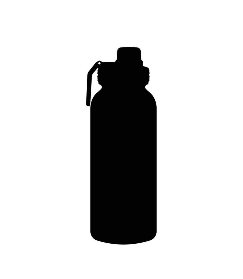 Plastic water bottle with handle silhouette, sport, fitness water bottle icon vector