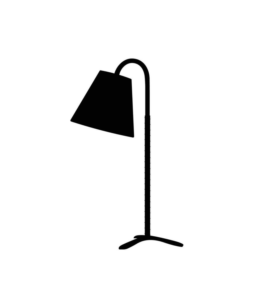 Modern table lamp silhouette, work, bedroom decor light lamp vector