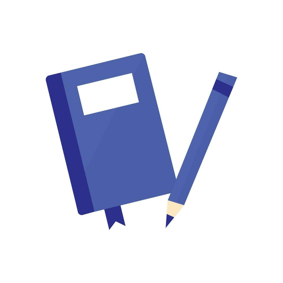 Vector book and pencil icon illustration. education concept isolated