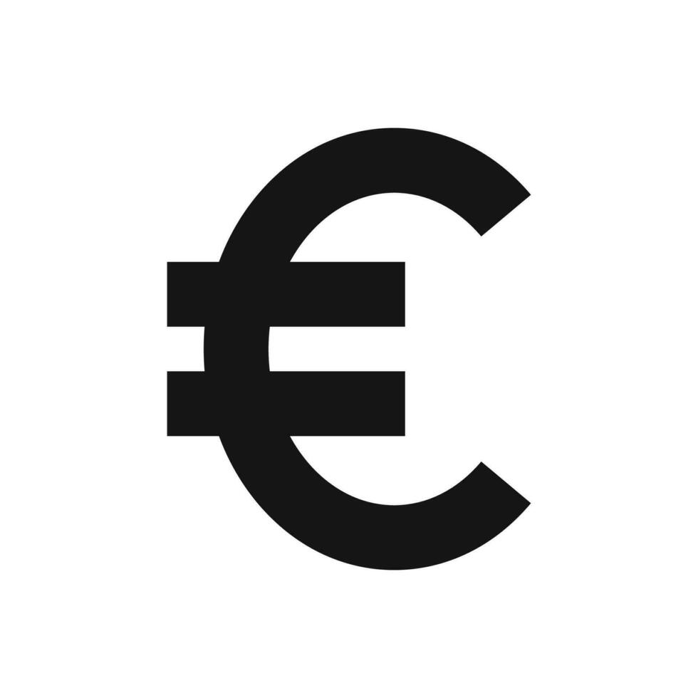 Vector european union euro eur currency sign silhouette front view isolated on white background