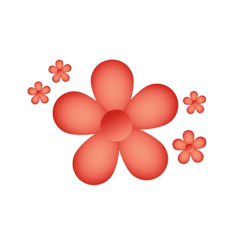 Vector red cherry blossom flower illustration icon