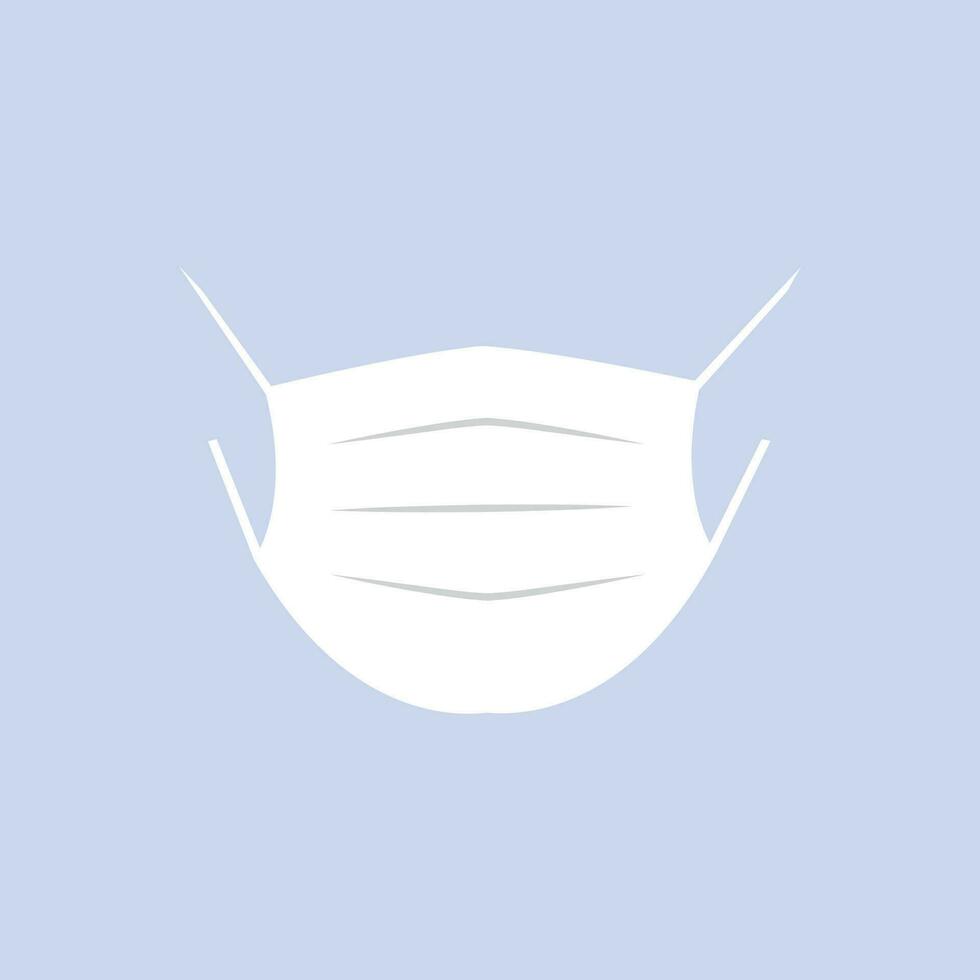 Vector illustration of medical mask on blue background