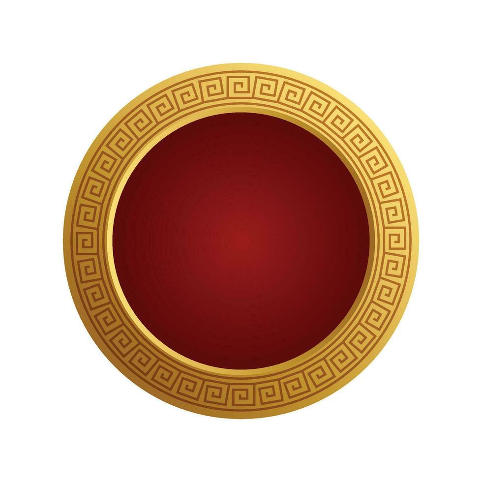 Vector mid autumn festival or chinese new year, round gold and red frame on white background