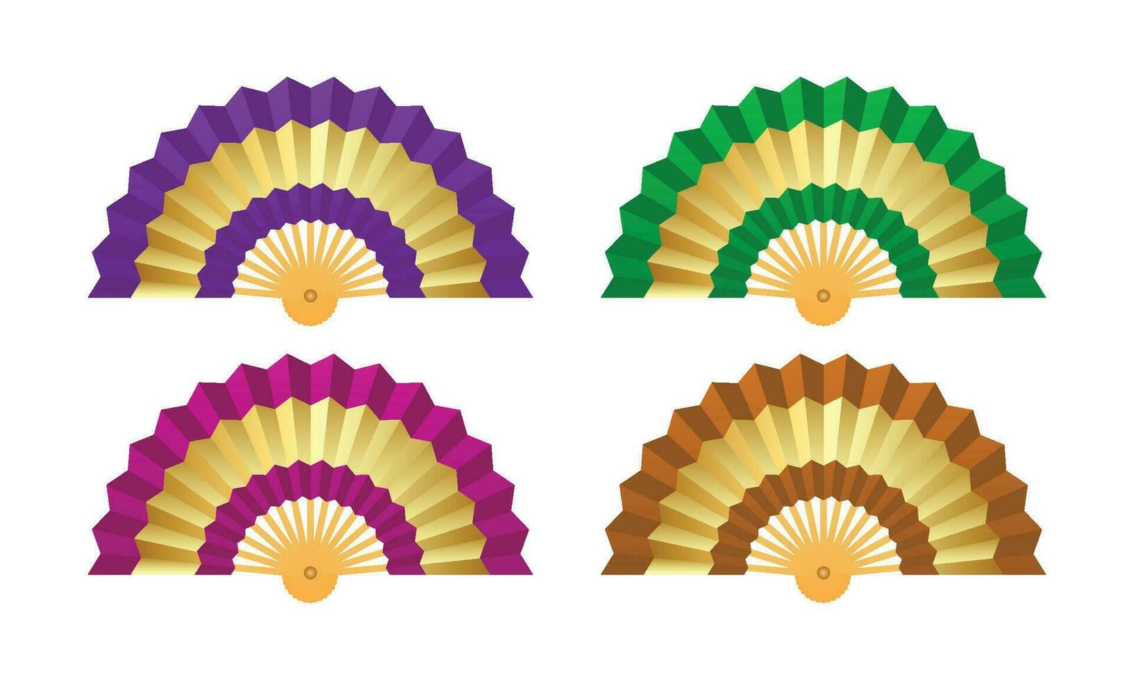 Vector isolated chinese fans illustration. colorful folding fans