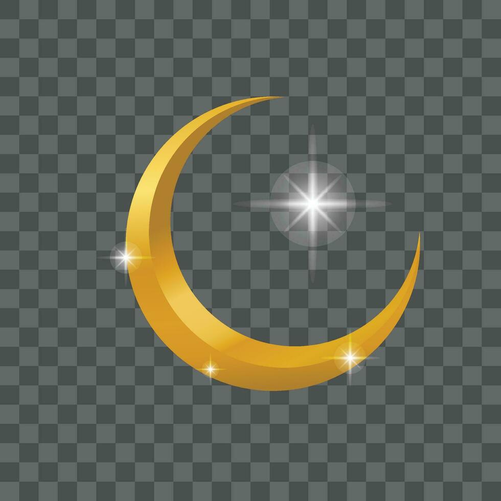 Vector golden islamic crescent symbol background with shiny effect