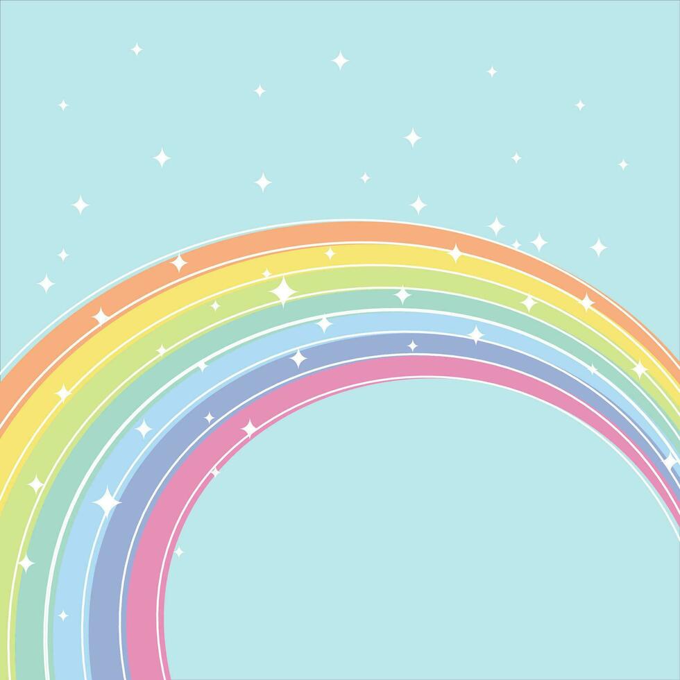 Vector cute hand drawn rainbow in pastel colors background
