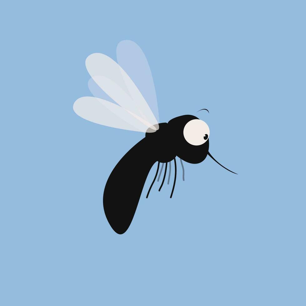 vector enojado mosquito dibujos animados en azul antecedentes