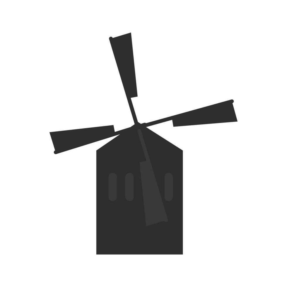 Vector isolated windmill in black silhouette style