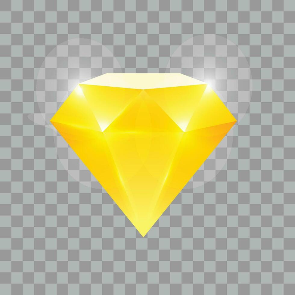 Vector precious stone gold color, ruby in cartoon style. jewel, treasure, gem, brilliant, diamond, crystal