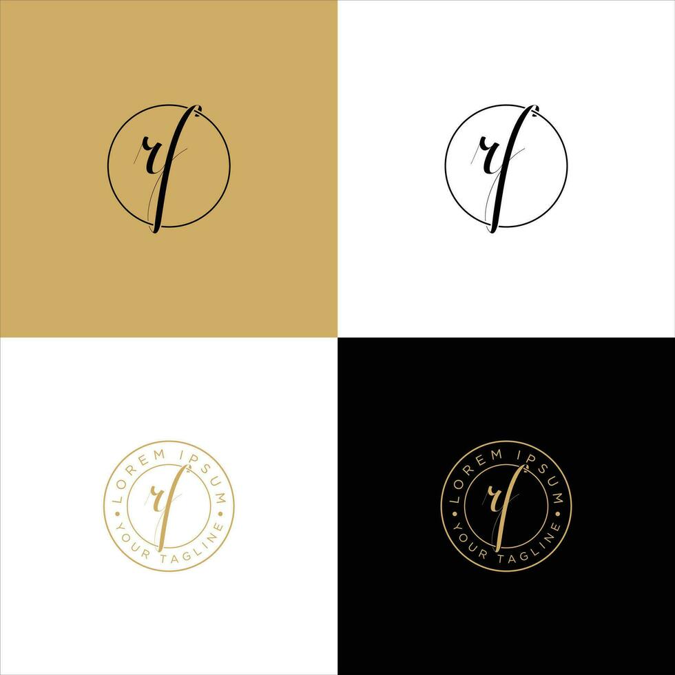 RF Initial Handwriting Logo Template Vector
