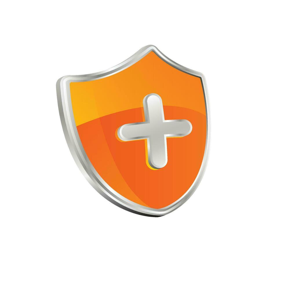 Vector medical shield protection symbol with cross sign
