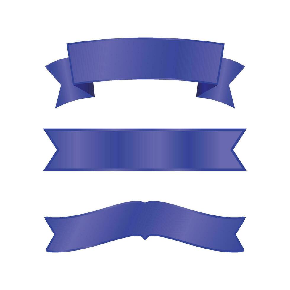Vector set of blue ribbons on white background
