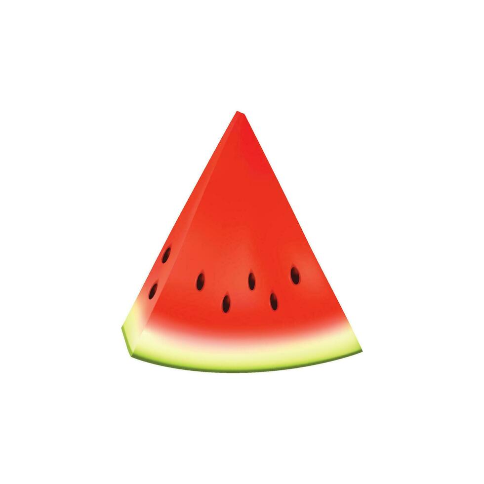 Vector realistic detailed 3d sliced ripe red watermelon