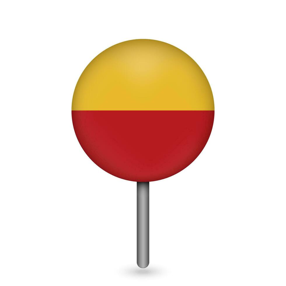 Map pointer with Department of Lambayeque Flag. Peru. Vector Illustration.