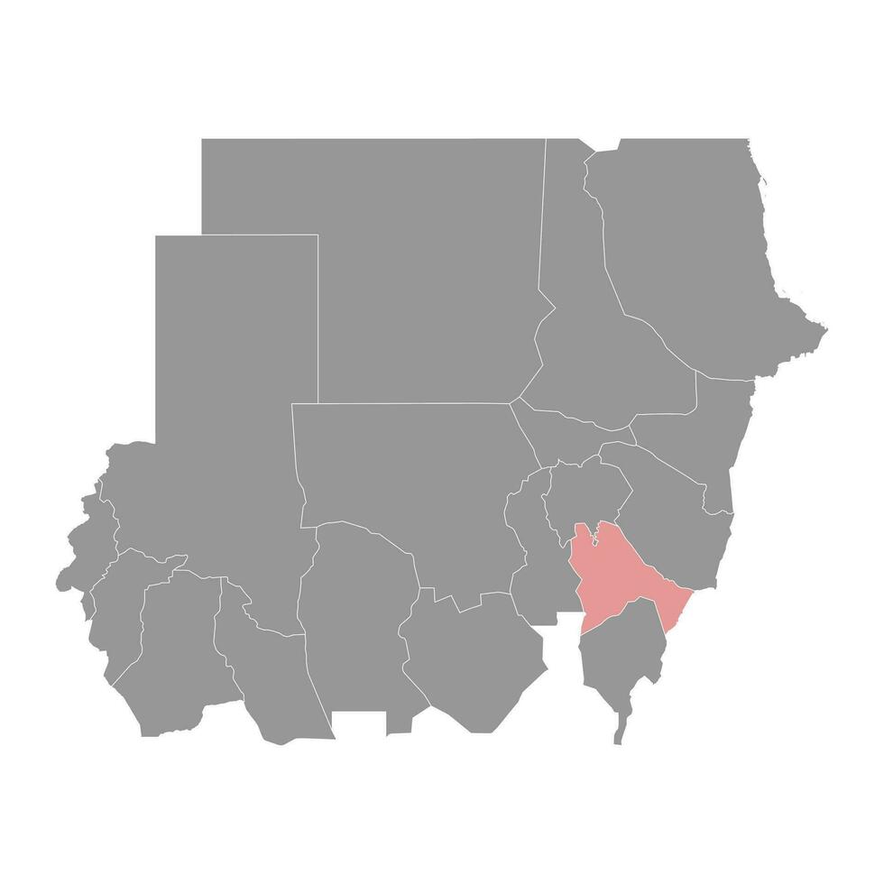 Sennar estado mapa, administrativo división de Sudán. vector ilustración.