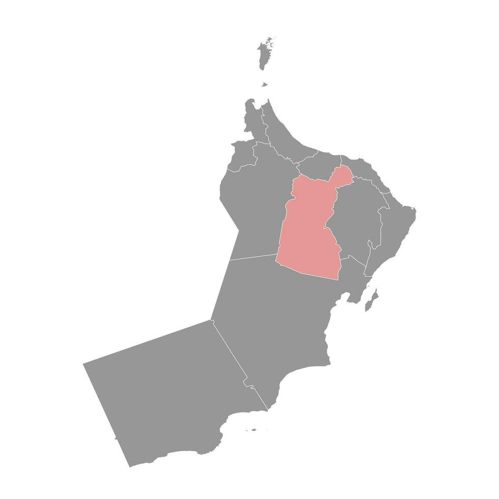 Ad Dakhiliyah Governorate map, administrative division of Oman. Vector illustration.