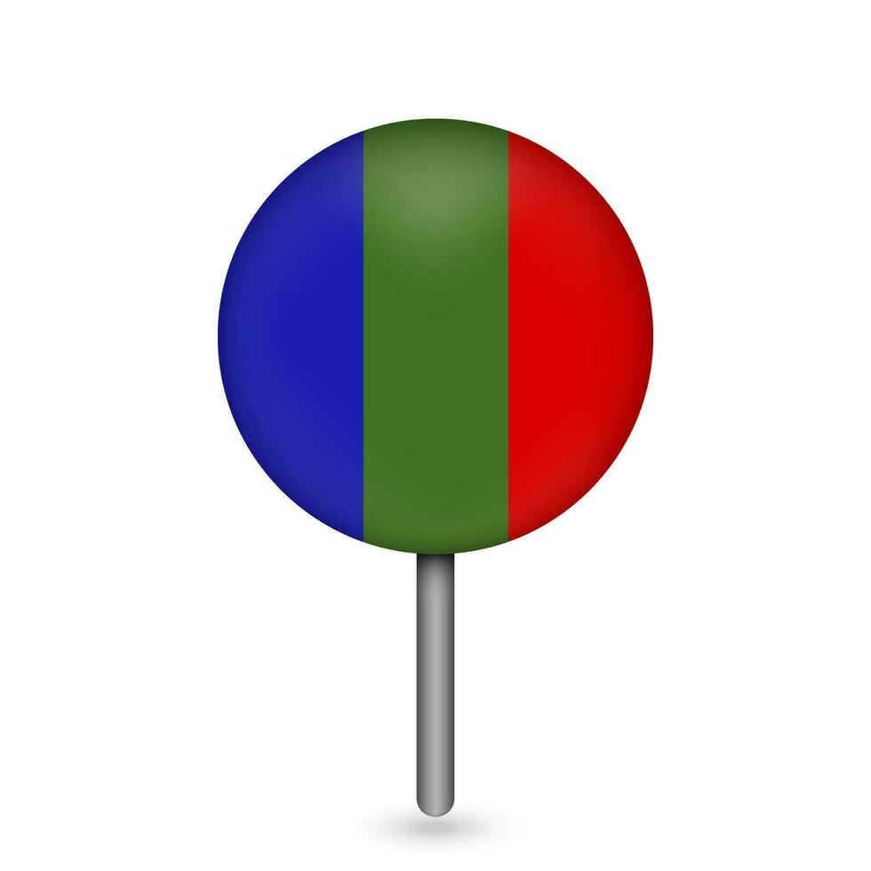 Map pointer with Department of Moquegua Flag. Peru. Vector Illustration.