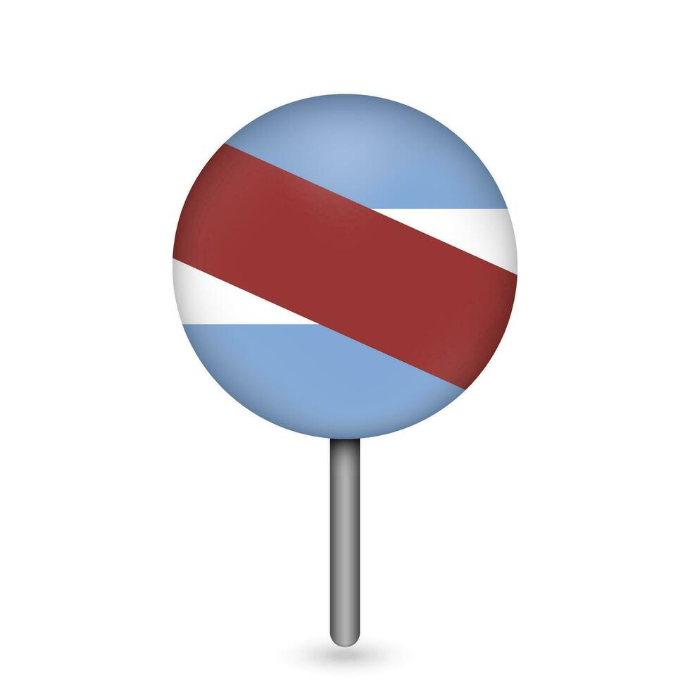 Map pointer with Entre Rios Flag. Vector illustration.