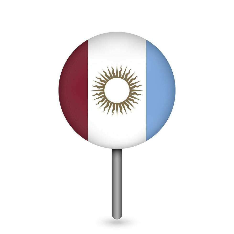 Map pointer with Cordoba Flag. Vector illustration.