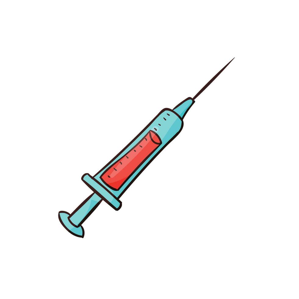vector jeringuilla icono en plano estilo coronavirus vacuna inyectar vector ilustración en aislado antecedentes