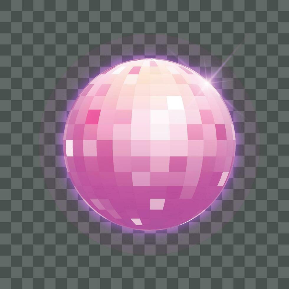 Vector disco ball. mirror reflected circle glamorous ball for night club dance party decent vector realistic