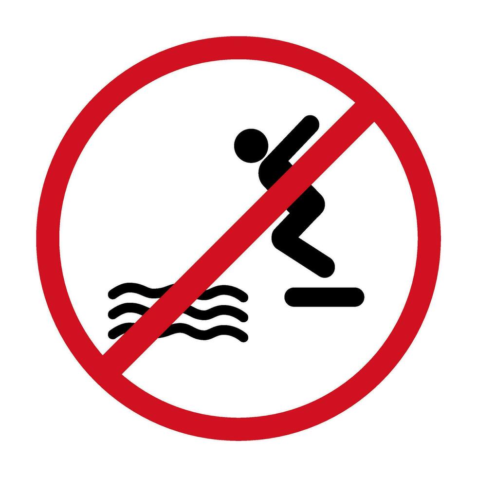 Notice No Allowed Diving in Water Sign on white background. Caution Forbidden Dive in Pool Pictogram. vector