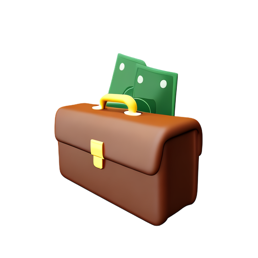 briefcase full of money 3d icon png