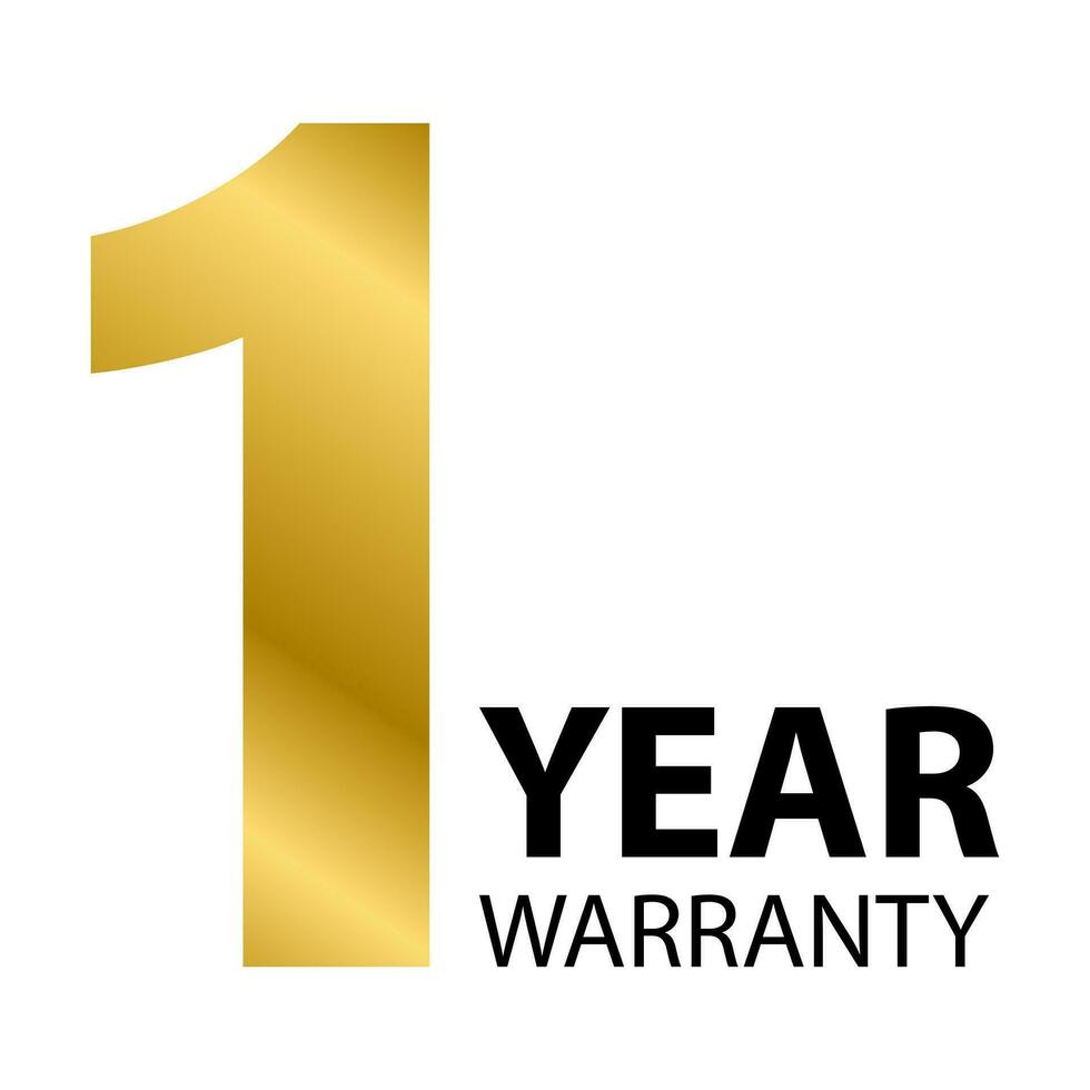 1 year warranty gold stamp icon vector for graphic design, logo, website, social media, mobile app, UI illustration