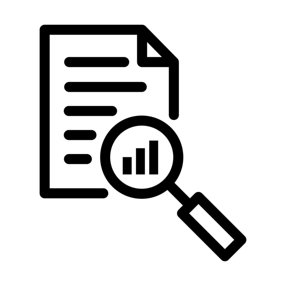Report icon vector with magnifying glass and graph for graphic design, logo, website, social media, mobile app, ui