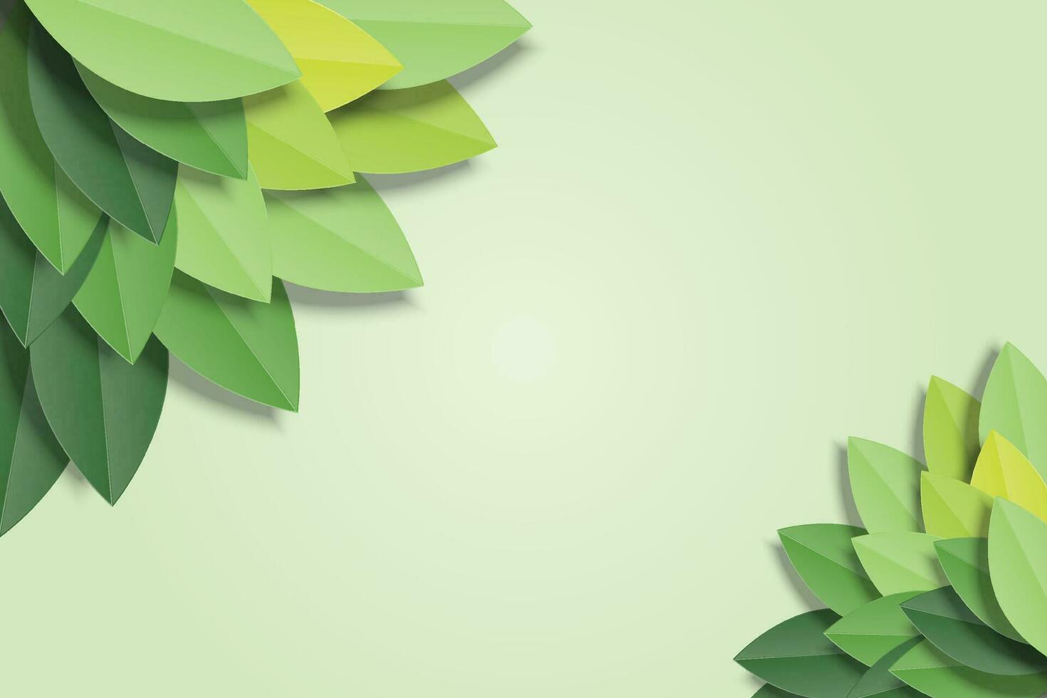 verde hojas marco en verde antecedentes. de moda origami papel cortar estilo vector ilustración.