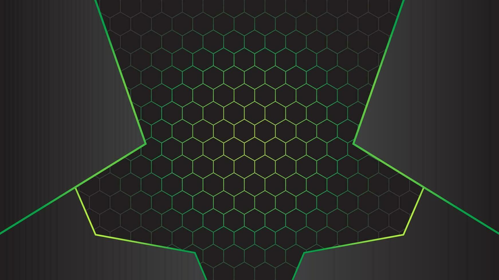 abstract background with hexagon pattern with black and green color vector